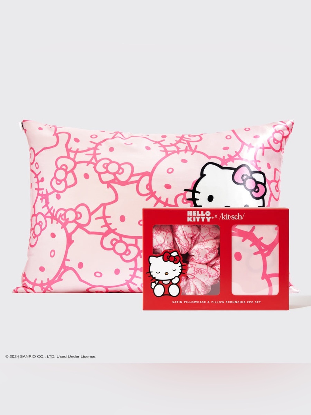 Hello Kitty x Kitsch Satin Pillowcase & Pillow Scrunchie 2pc Set - NIB